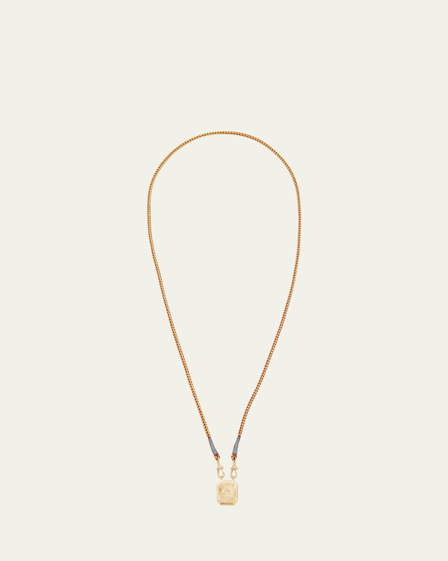 18k Yellow Gold Pendant Wrap Cord Necklace